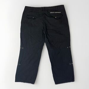 2007 Harley Davidson Pants Women 12 Black Capri Pockets Grommets Y2K